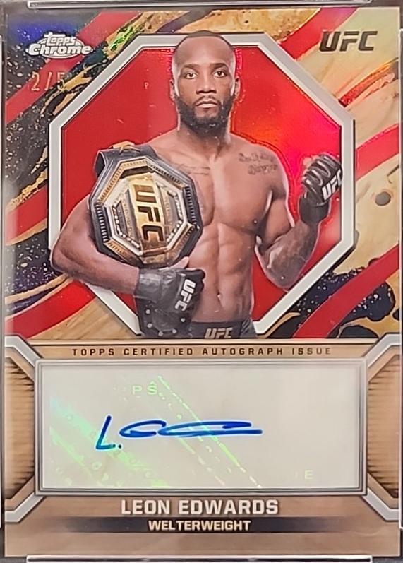 Leon Edwards 2024 Topps Chrome UFC Marks of Champions #MOC-LED Red Refractor