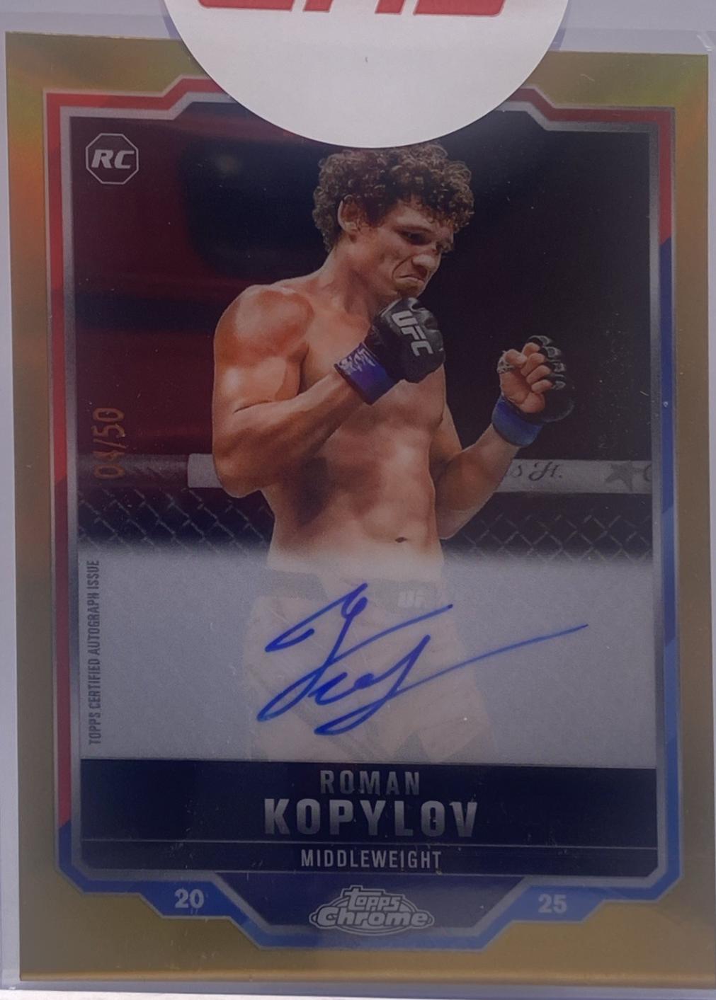 Roman Kopylov 2025 Topps Chrome Sapphire UFC Chrome Rookie Autographs Sapphire #CRA-RK Gold Sapphire