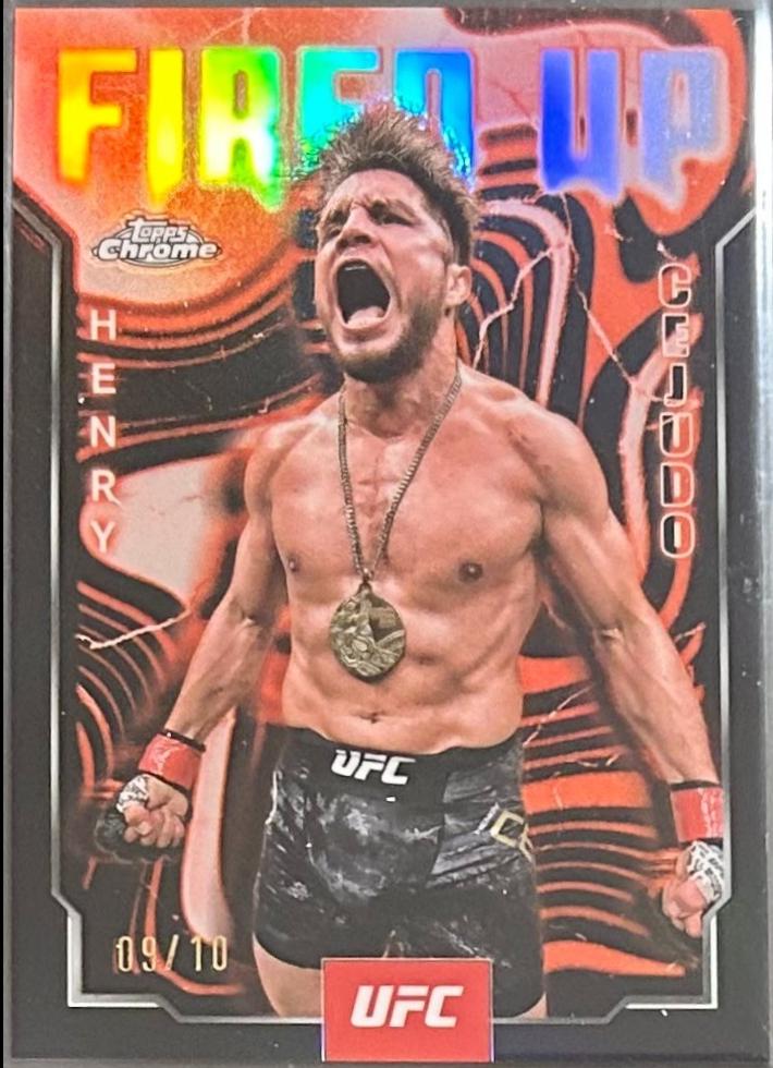 Henry Cejudo 2025 Topps Chrome UFC Fired Up #FUP-18 Black & Gold Refractor