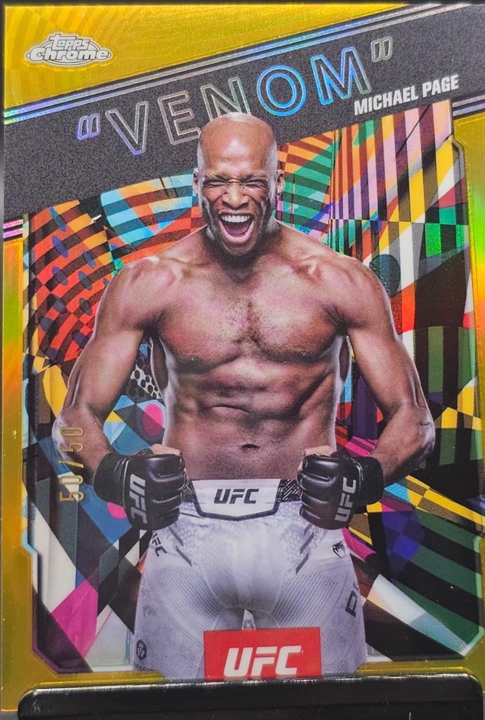 Michael Page 2025 Topps Chrome UFC AKA #AKA-4 Geometric Gold Refractor