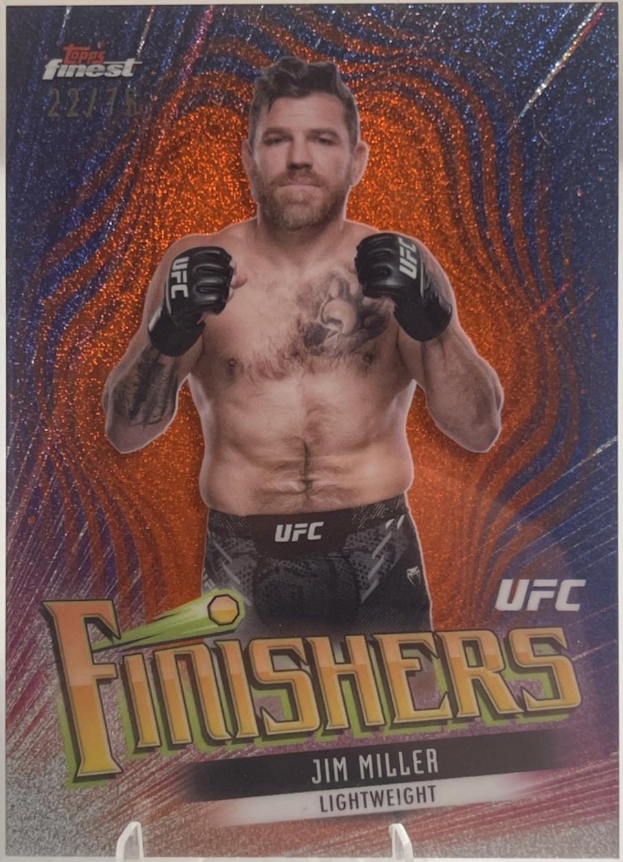 Jim Miller 2024 Topps Finest UFC Finishers #FIN-3 Yellow Glitter Refractor