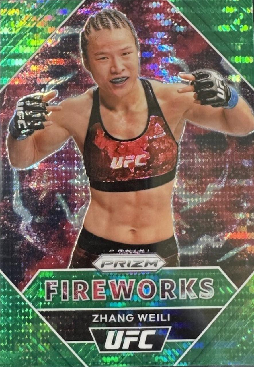 Zhang Weili 2021 Panini Prizm UFC Fireworks #15 Green Pulsar