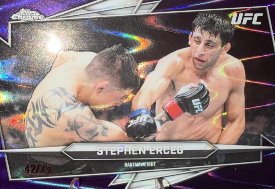 Stephen Erceg 2026 Topps Chrome UFC Base #186 Purple Ray Wave Refractor