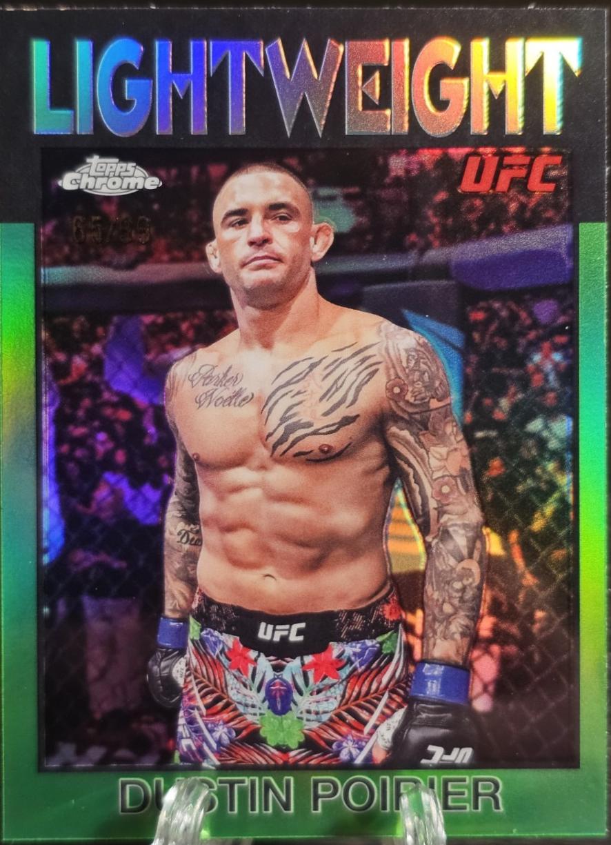 Dustin Poirier 2026 Topps Chrome UFC 1986 Topps #86-11 Green Refractor