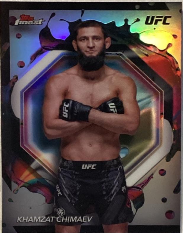 Khamzat Chimaev 2024 Topps Finest UFC Base Rare #212 Refractor