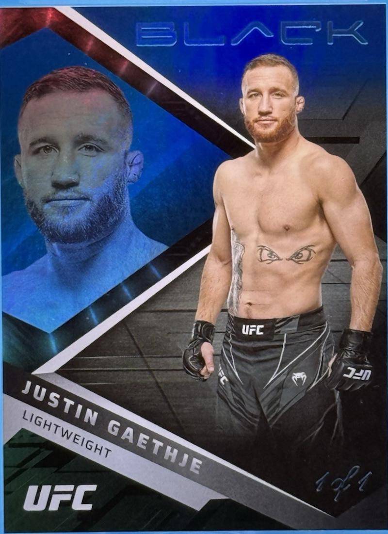 Justin Gaethje 2022 Panini Chronicles UFC Base Black #201 Platinum