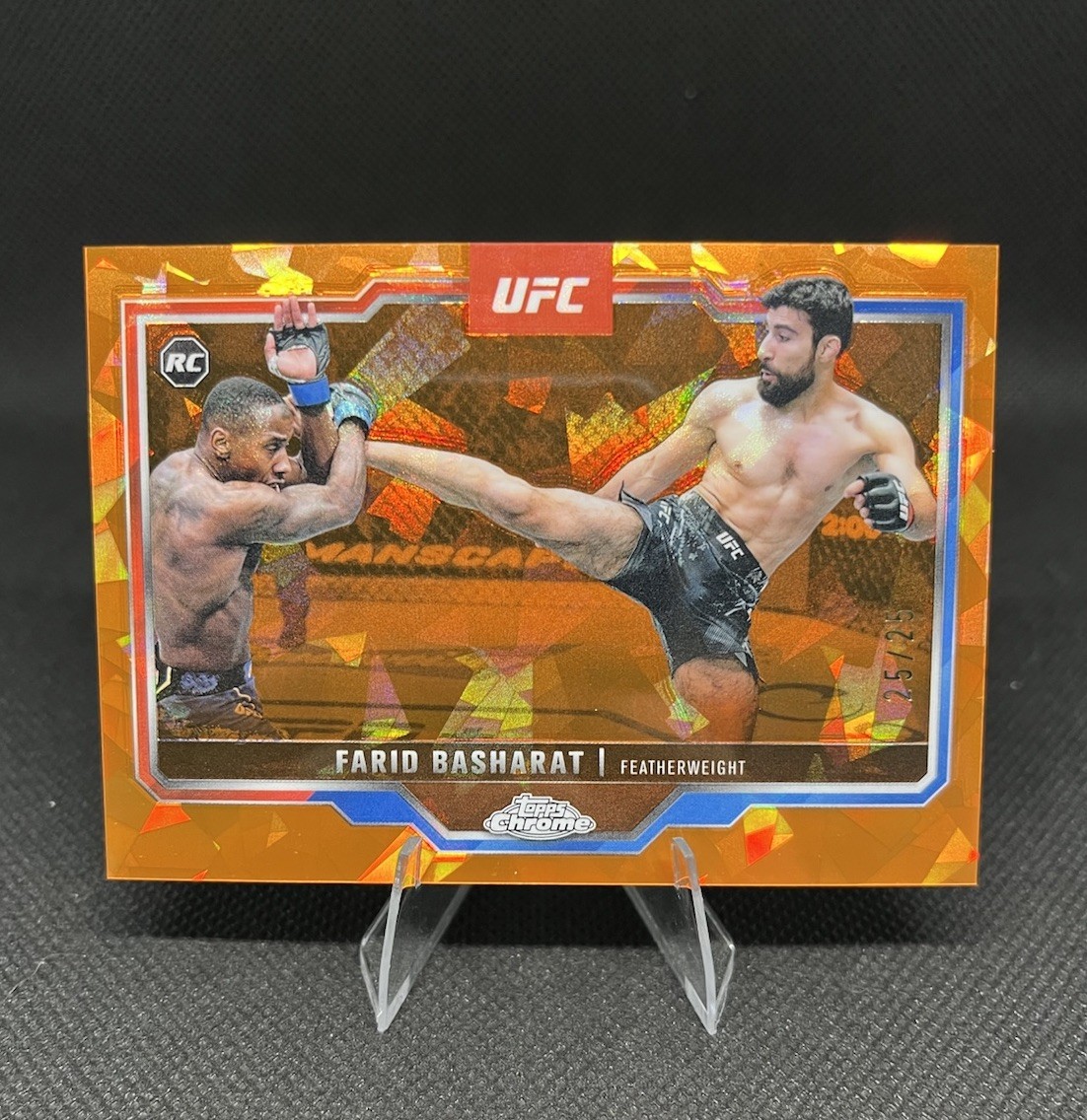 Farid Basharat 2025 Topps Chrome Sapphire UFC Base Sapphire #132 Orange Sapphire