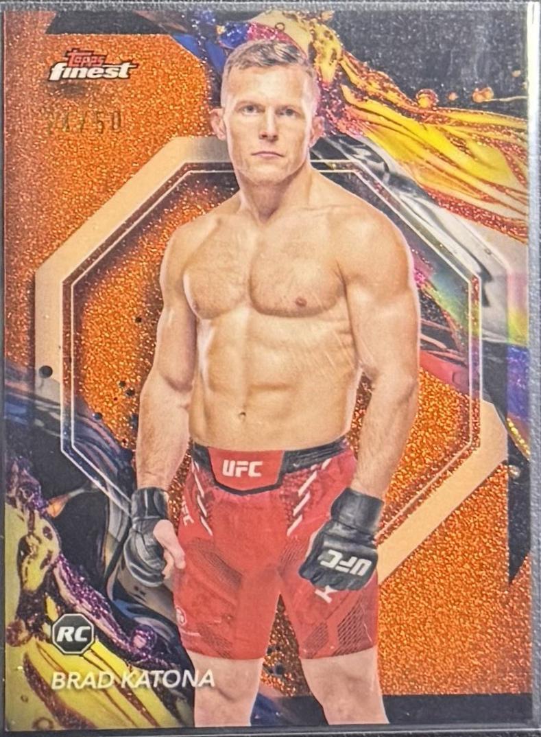 Brad Katona 2024 Topps Finest UFC Base Uncommon #105 Tangerine Glitter Refractor