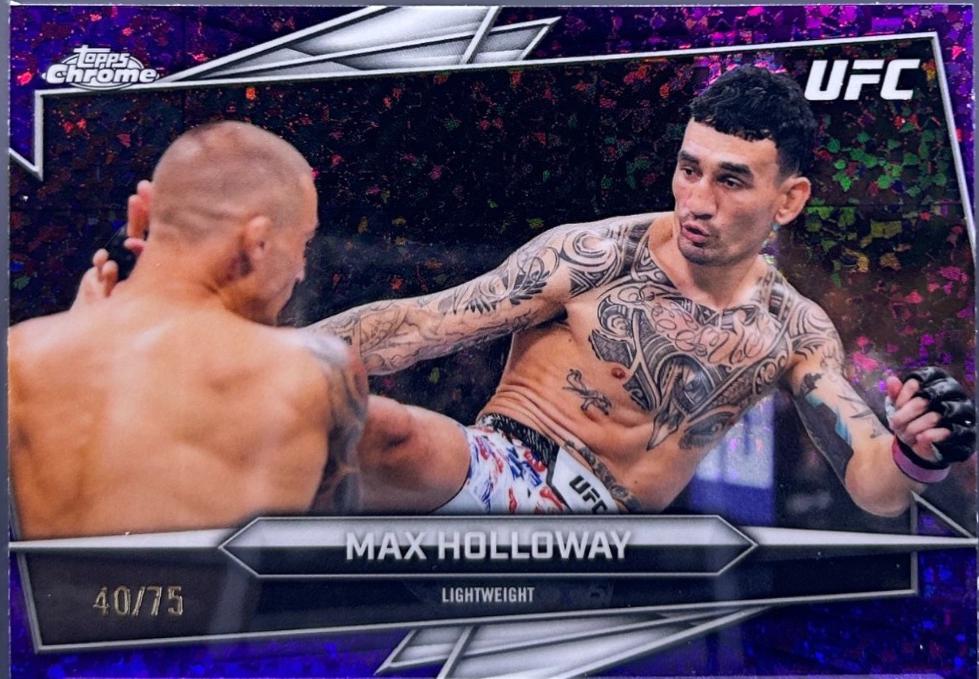 Max Holloway 2026 Topps Chrome UFC Base #100 Purple Ray Wave Refractor