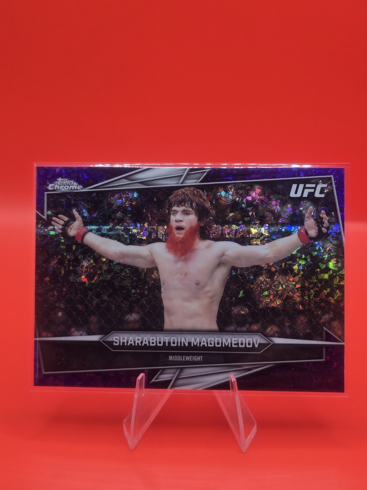 Shara Magomedov 2026 Topps Chrome UFC Base #21 Purple Mini Diamonds Refractor