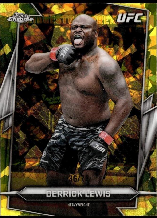 Derrick Lewis 2026 Topps Chrome UFC Base #82 Yellow Refractor