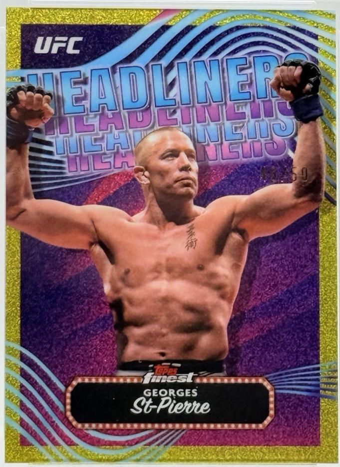 Georges St-Pierre 2024 Topps Finest UFC Headliners #HDL-21 Yellow Glitter Refractor