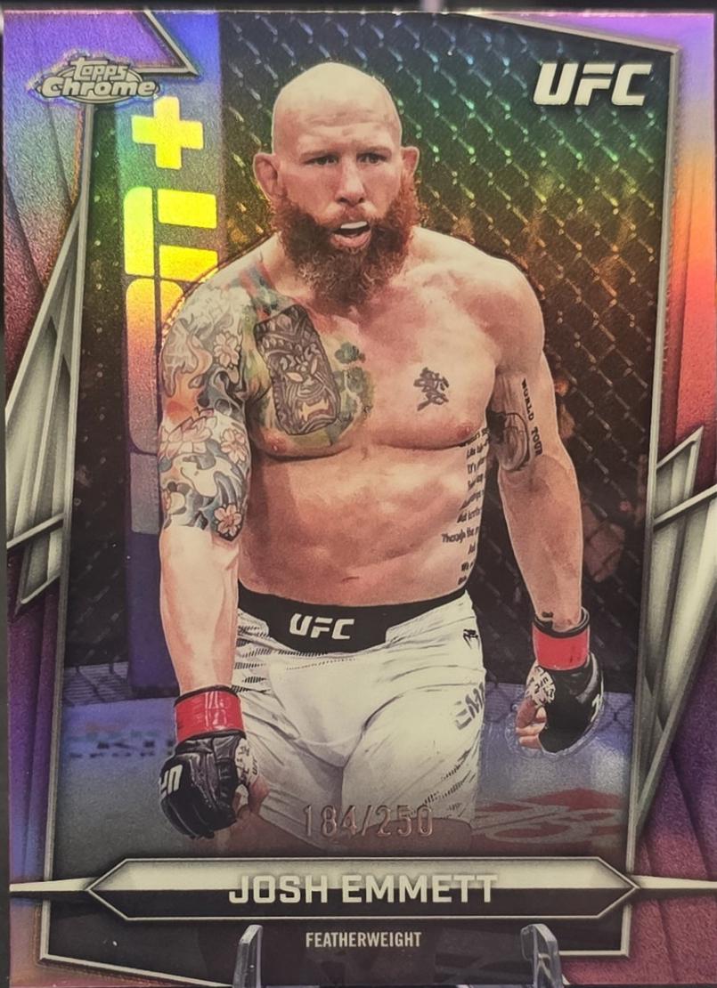 Josh Emmett 2026 Topps Chrome UFC Base #141 Pink Refractor