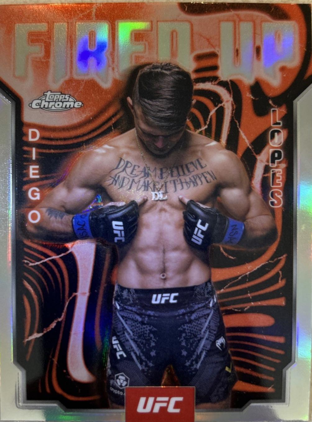 Diego Lopes 2025 Topps Chrome UFC Fired Up #FUP-8 Refractor