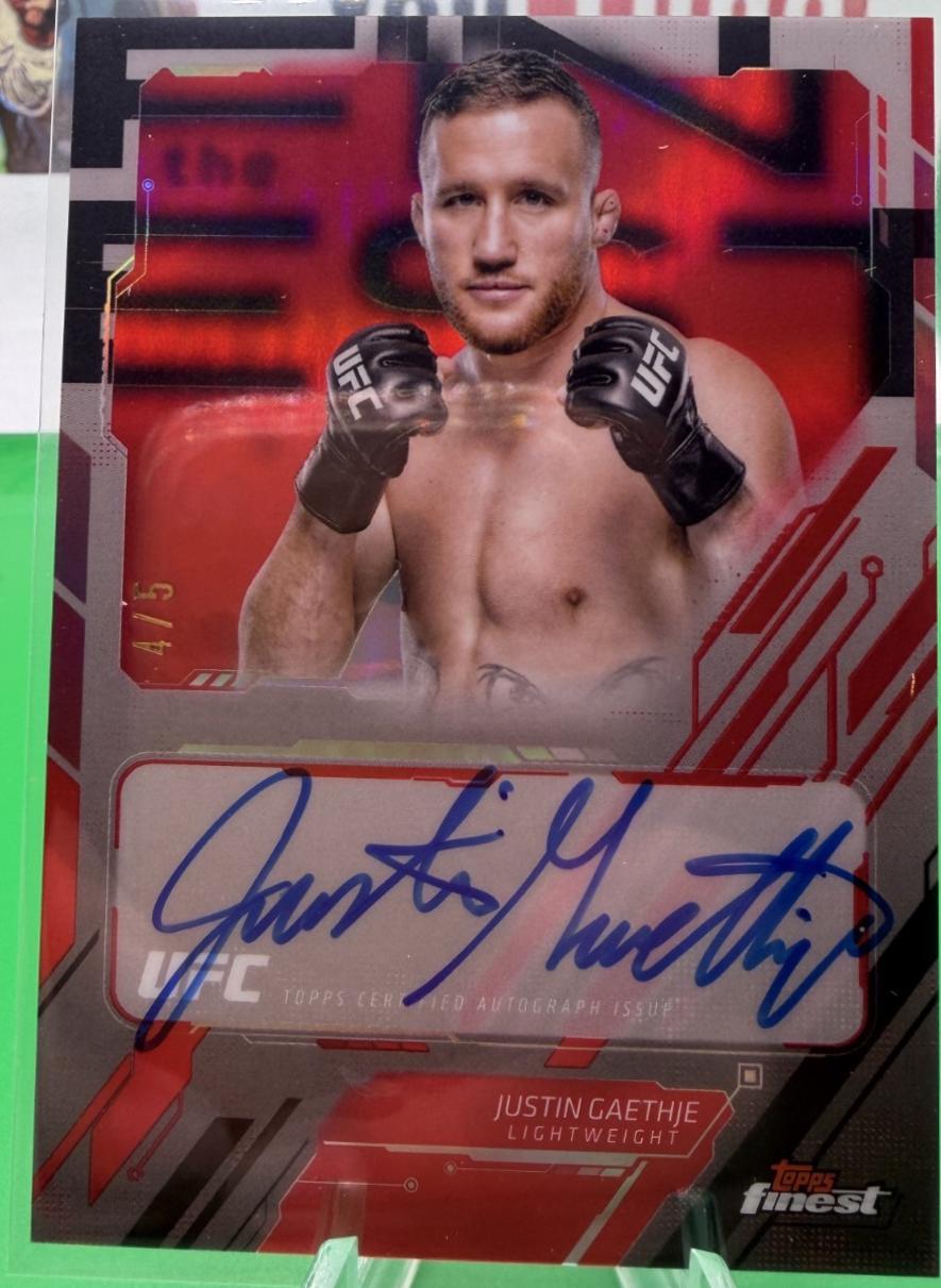 Justin Gaethje 2025 Topps Finest UFC The Finest #TFA-JG Red Refractor