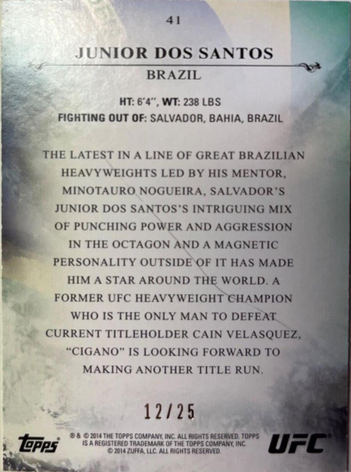 Junior Dos Santos 2014 Topps UFC Bloodlines Base #41 Black
