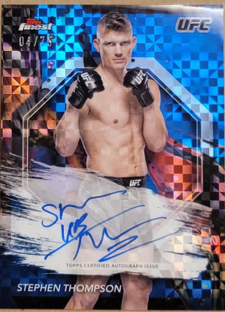 Stephen Thompson 2024 Topps Finest UFC Finest Autographs #FA-STN Blue Checkerboard Refractor