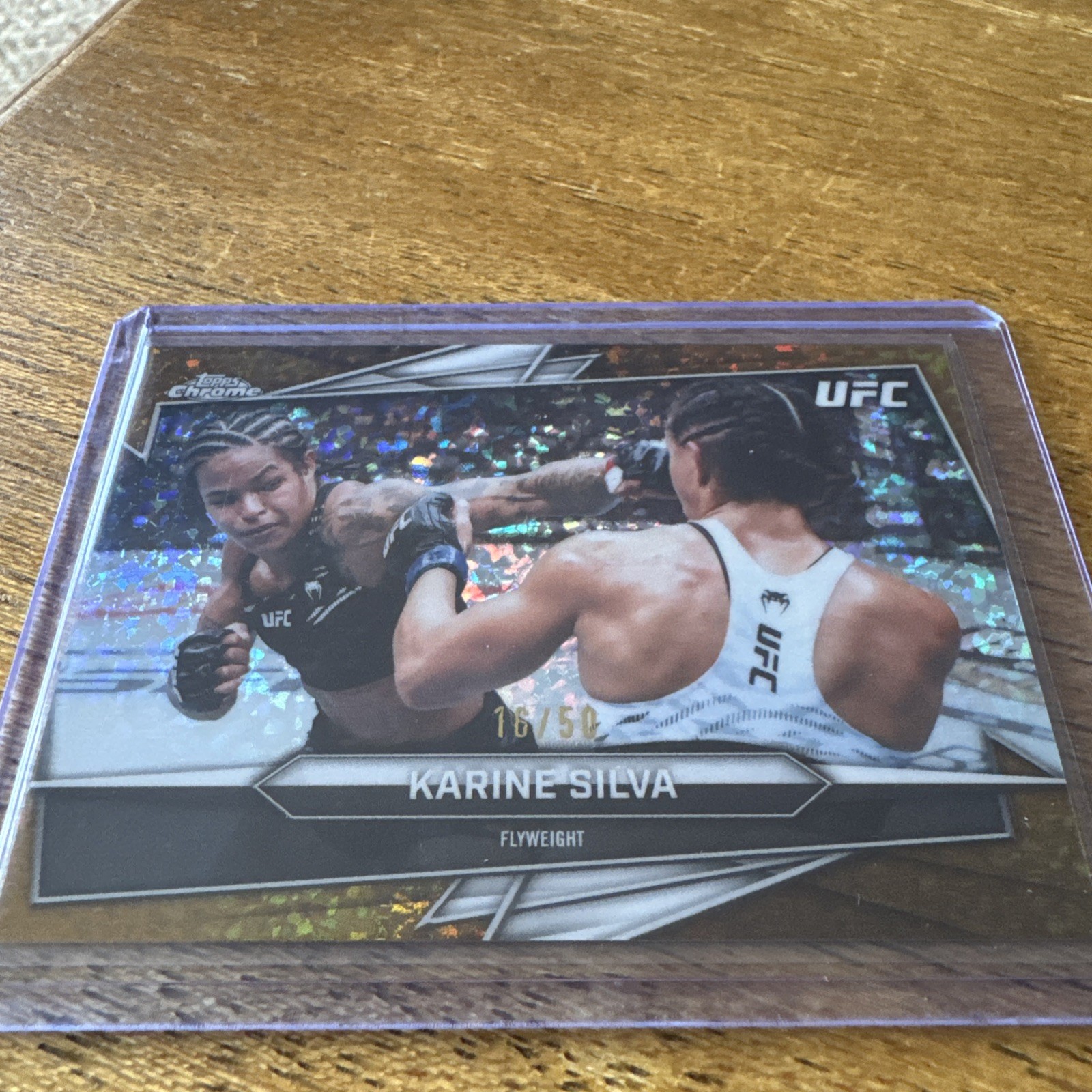 Karine Silva 2026 Topps Chrome UFC Base #127 Gold Mini Diamonds Refractor