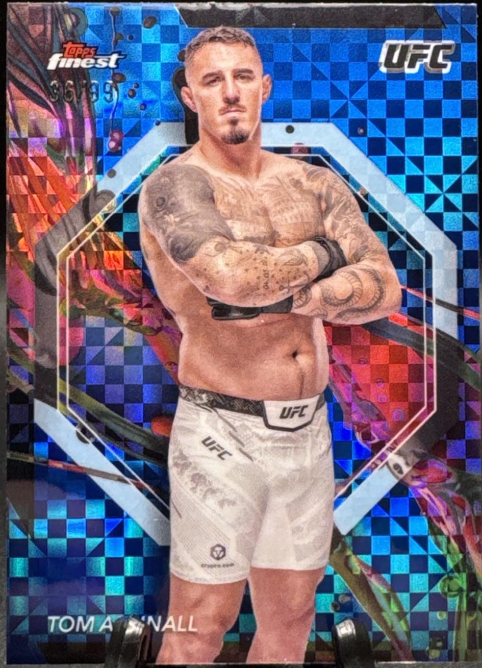Tom Aspinall 2024 Topps Finest UFC Base Common #49 Blue Checkerboard Refractor
