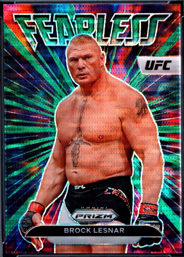 Brock Lesnar 2023 Panini Prizm UFC Fearless #15 Green Pulsar