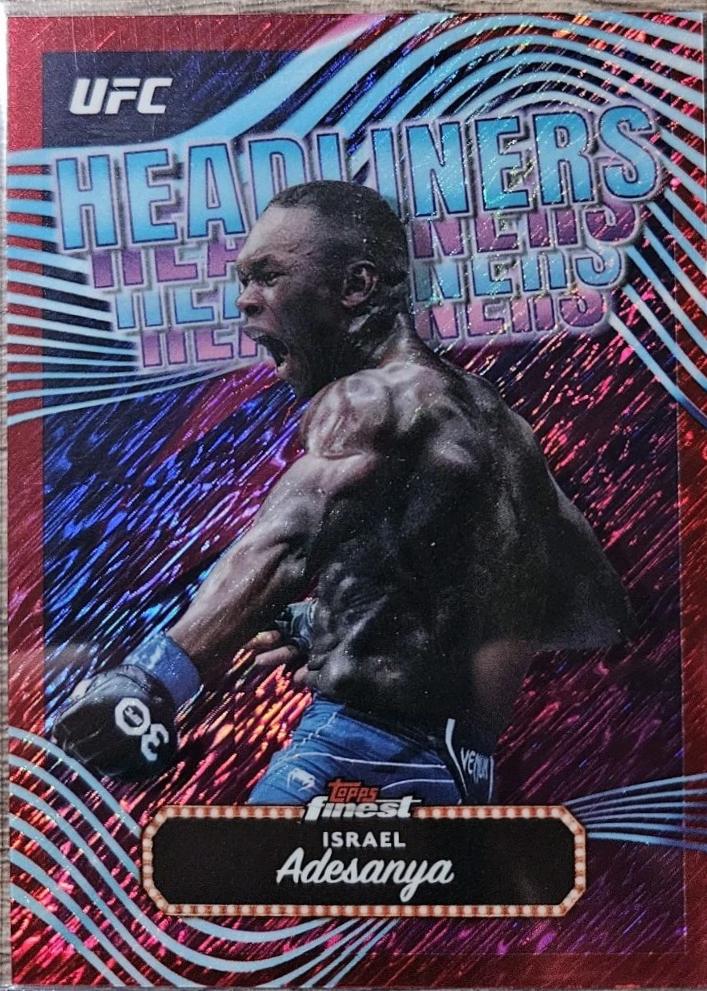 Israel Adesanya 2024 Topps Finest UFC Headliners #HDL-23 Red Shimmer Refractor