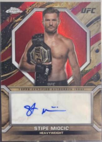 Stipe Miocic 2024 Topps Chrome UFC Marks of Champions #MOC-SMI Red Refractor
