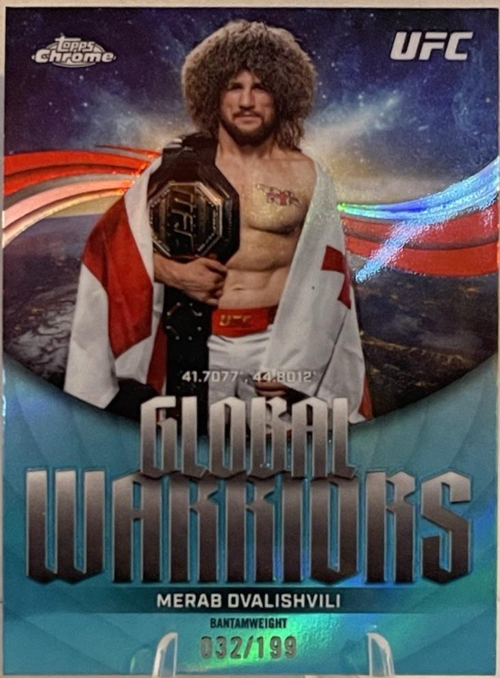 Merab Dvalishvili 2026 Topps Chrome UFC Global Warriors #GW-24 Aqua Refractor