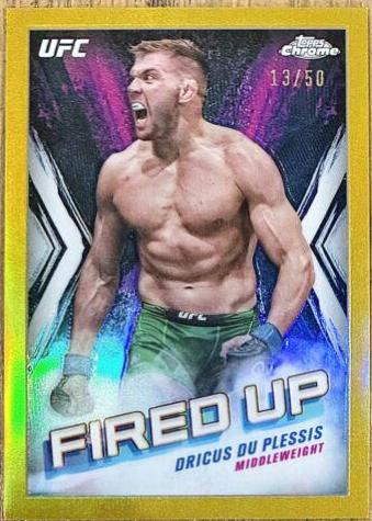 Dricus Du Plessis 2024 Topps Chrome UFC Fired Up #FDP-12 Gold Refractor