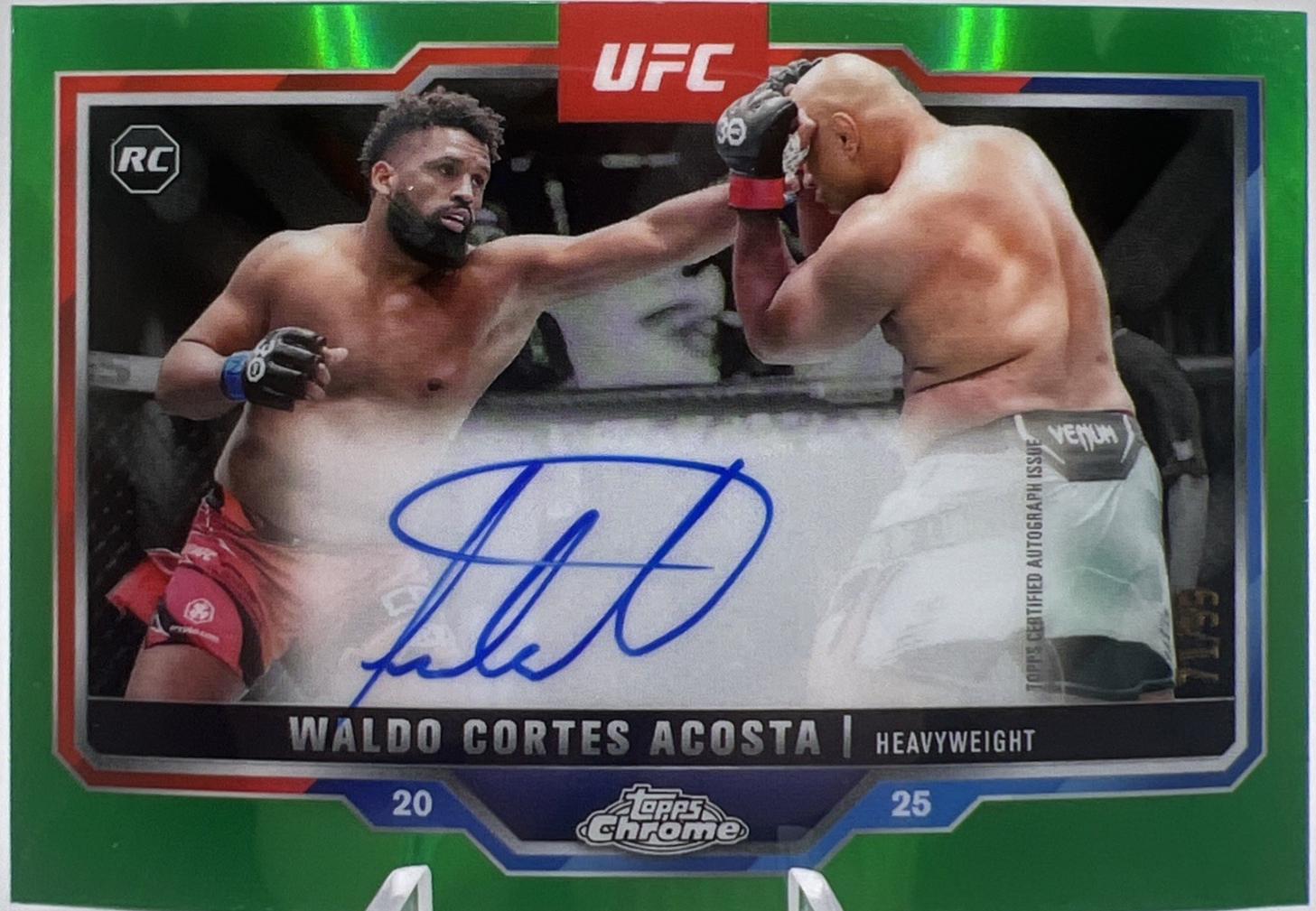 Waldo Cortes Acosta 2025 Topps Chrome UFC Chrome Rookie Autographs #CRA-WA Green Refractor