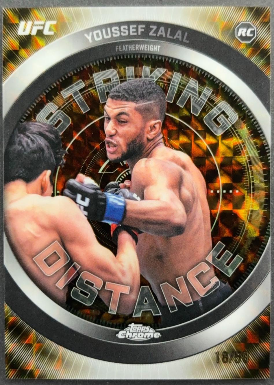Youssef Zalal 2026 Topps Chrome UFC Striking Distance #SD-25 Gold Geometric Refractor