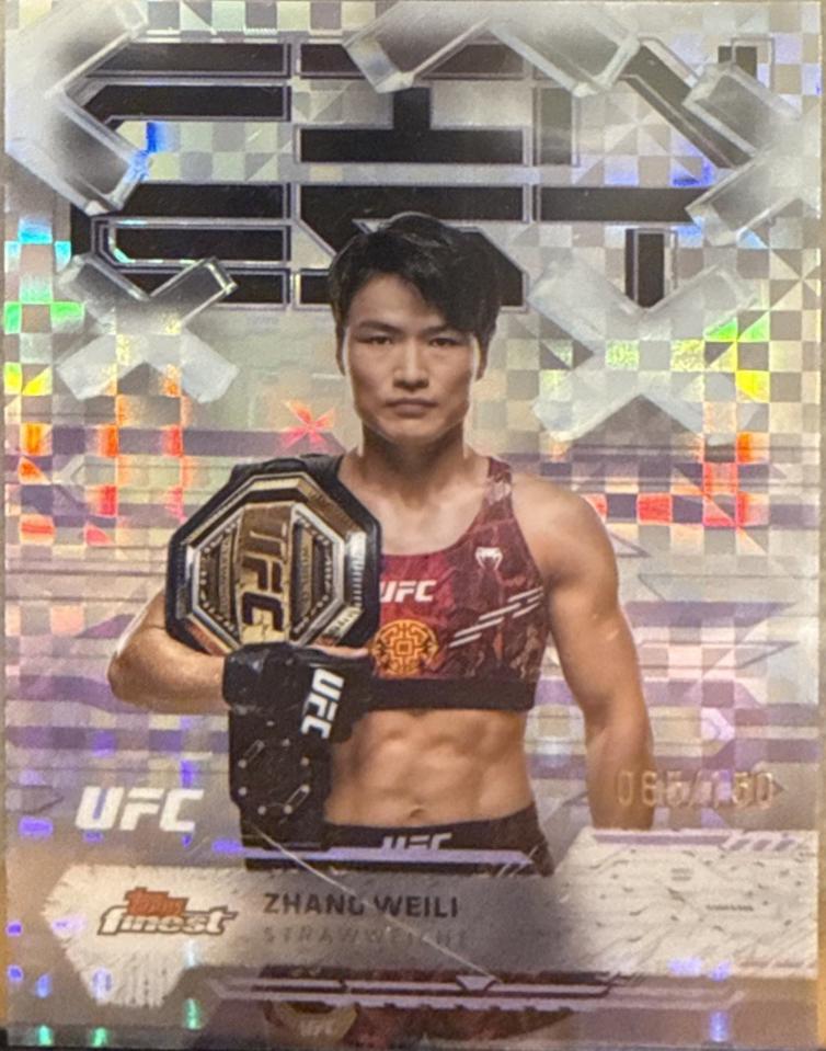 Zhang Weili 2025 Topps Finest UFC Base Common #50 Purple Checkerboard Refractor