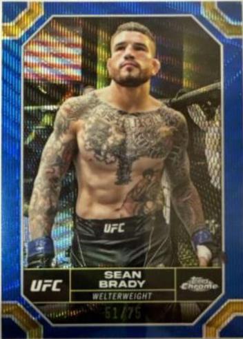 Sean Brady 2024 Topps Chrome UFC Base #172 Blue Wave Refractor