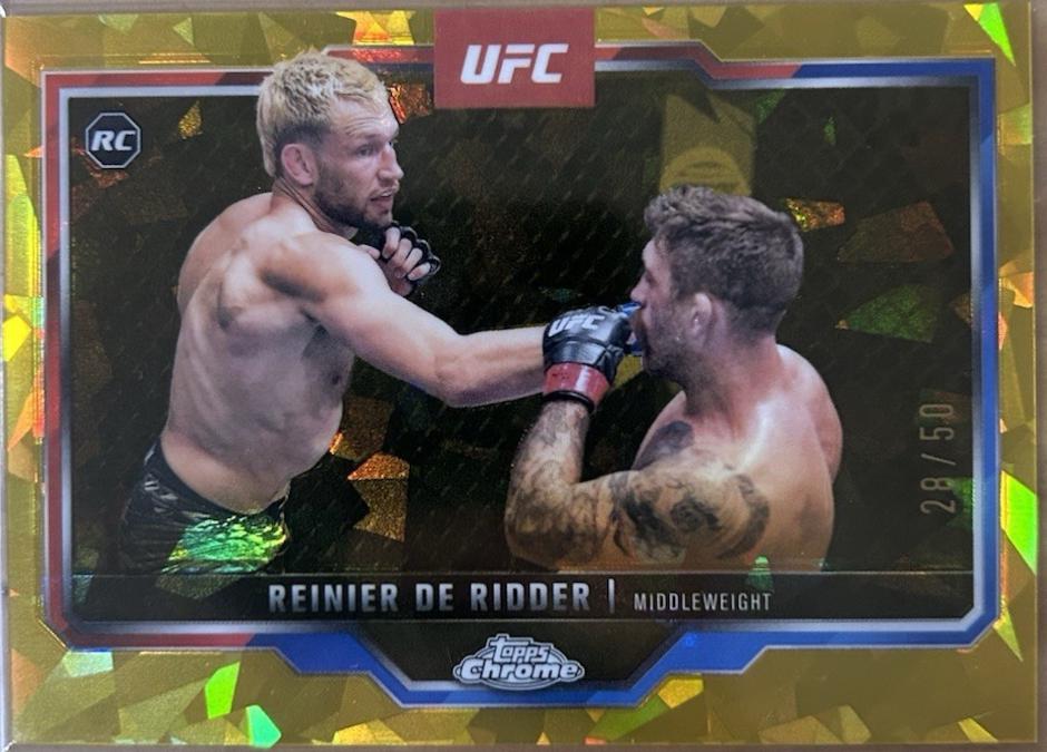 Reinier de Ridder 2025 Topps Chrome Sapphire UFC Base Sapphire #185 Gold Sapphire