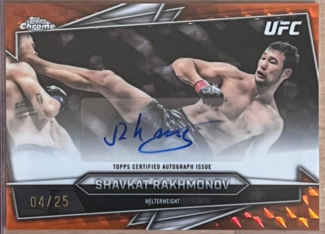 Shavkat Rakhmonov 2026 Topps Chrome UFC Base Autographs #BAV-SR Orange Refractor