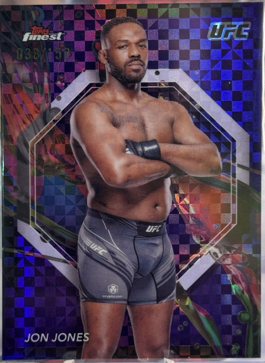Jon Jones 2024 Topps Finest UFC Base Common #61 Purple Checkerboard Refractor