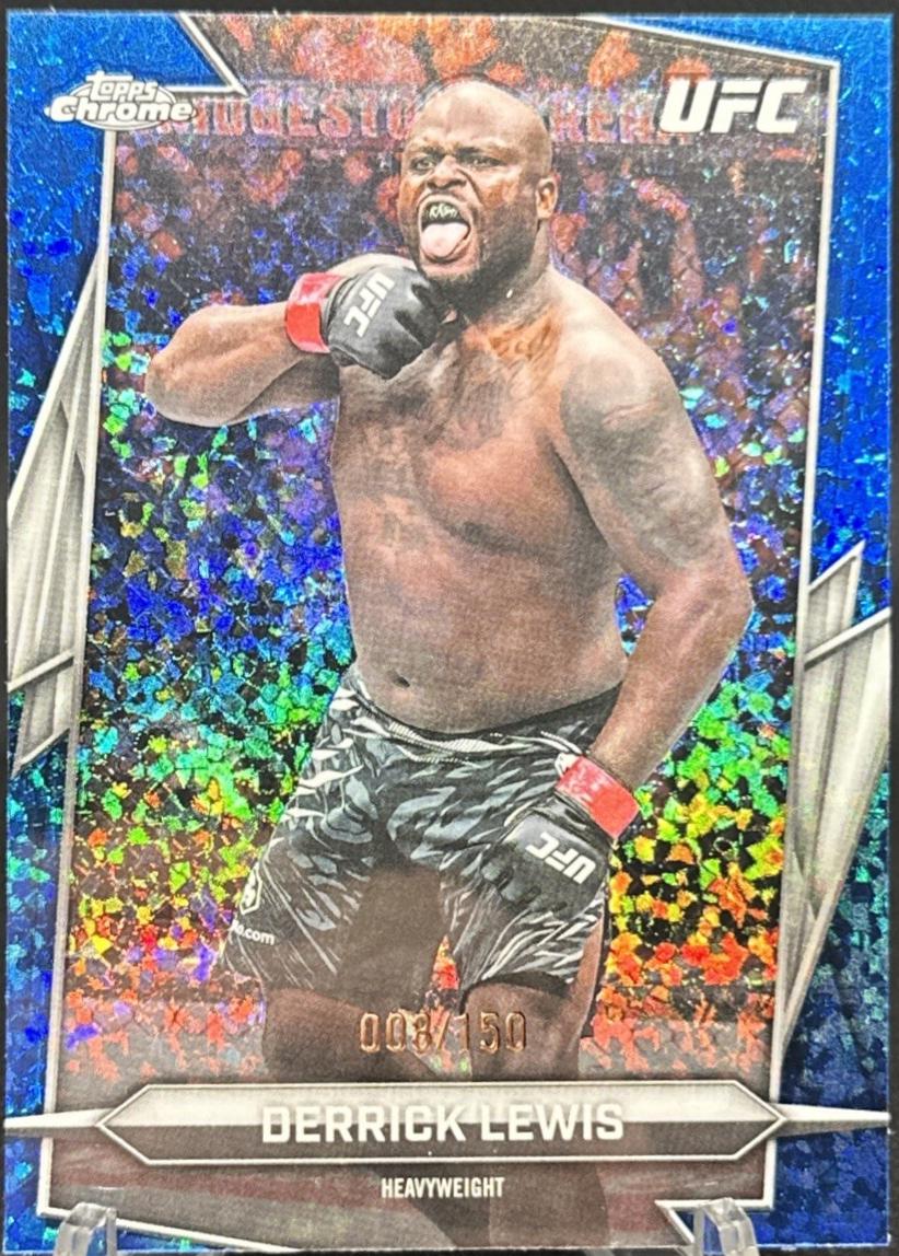 Derrick Lewis 2026 Topps Chrome UFC Base #82 Blue Mini Diamonds Refractor