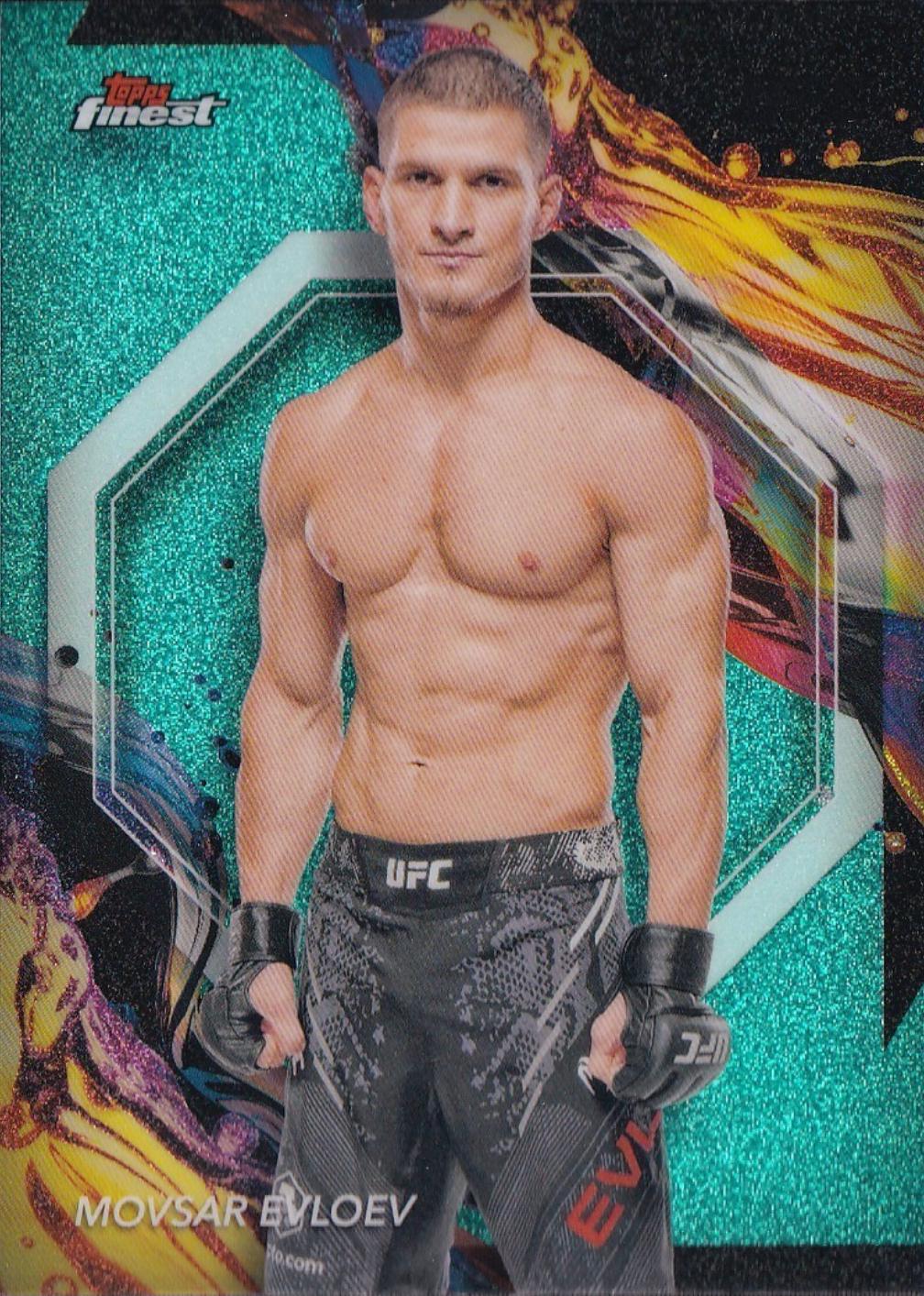 Movsar Evloev 2024 Topps Finest UFC Base Uncommon #174 Aqua Glitter Refractor
