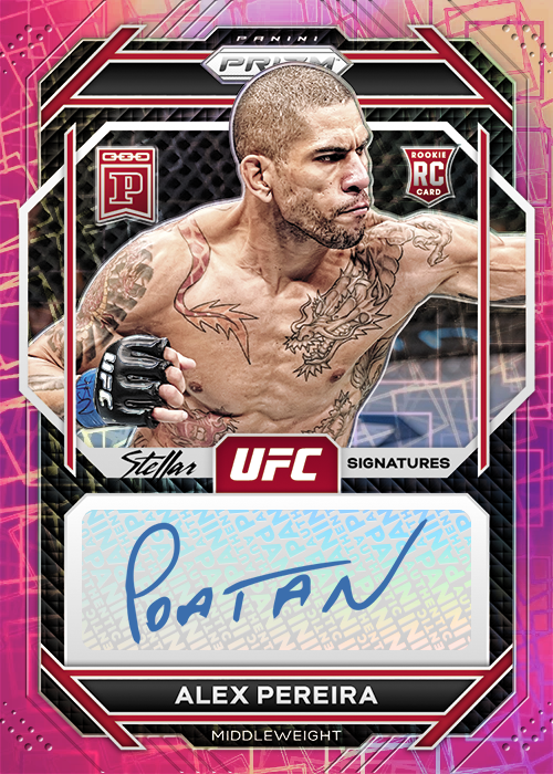 Alex Pereira 2023 Panini Blockchain Prizm UFC — Physical Counterparts Stellar Signatures #UFC-AP Pink Lazer