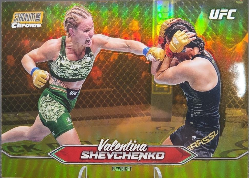 Valentina Shevchenko 2025 Topps Stadium Club UFC Base Chrome #C-156 Gold Minted Refractor