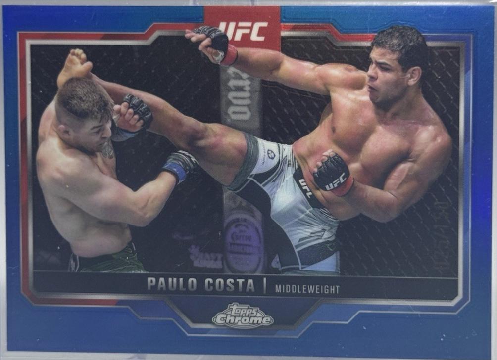 Paulo Costa 2025 Topps Chrome UFC Base #153 Blue Refractor