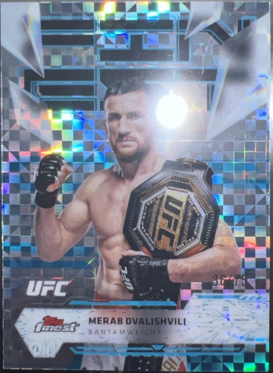 Merab Dvalishvili 2025 Topps Finest UFC Base Uncommon #148 Blue Checkerboard Refractor