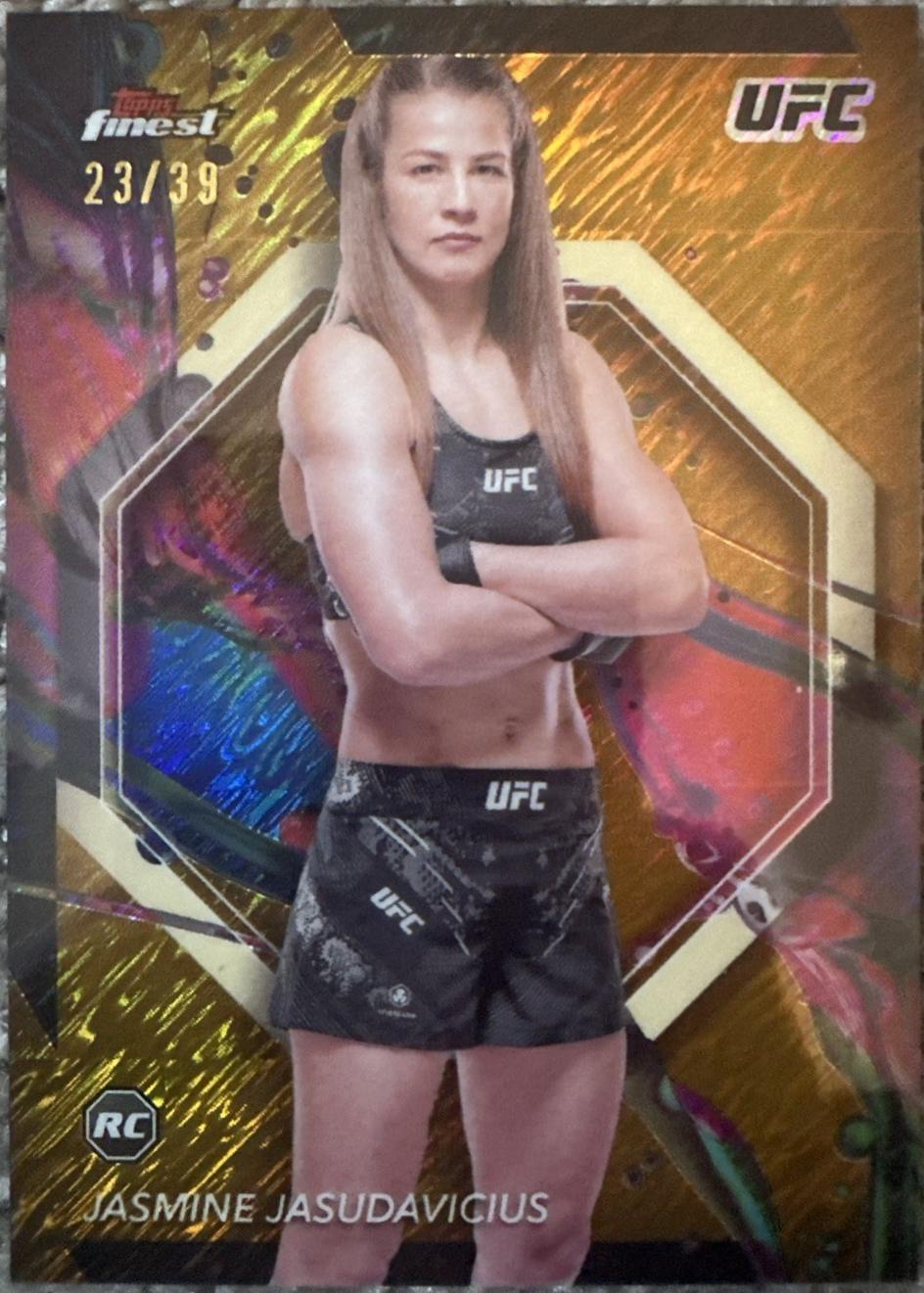 Jasmine Jasudavicius 2024 Topps Finest UFC Base Common #23 Gold Shimmer Refractor