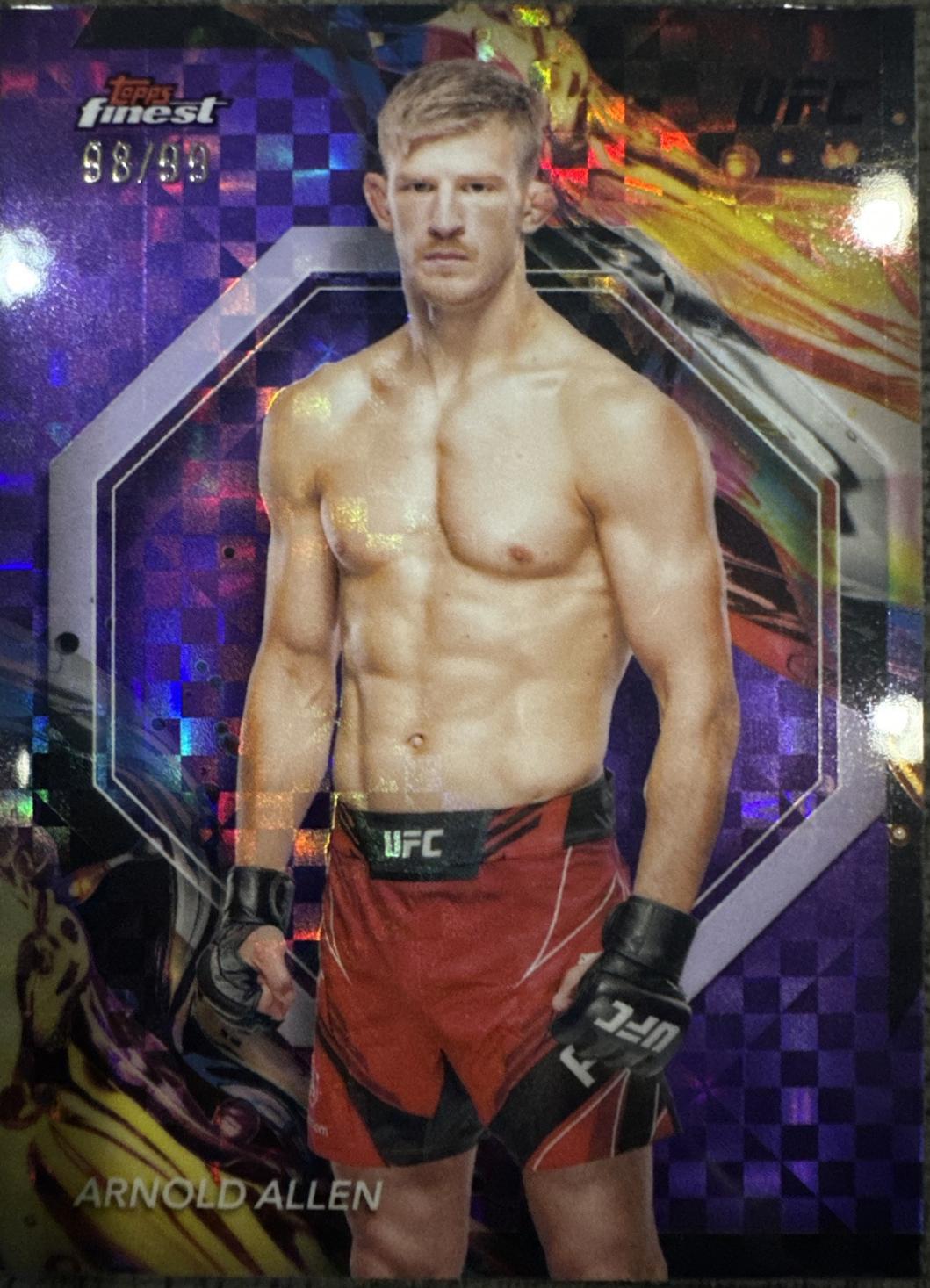 Arnold Allen 2024 Topps Finest UFC Base Uncommon #116 Purple Checkerboard Refractor