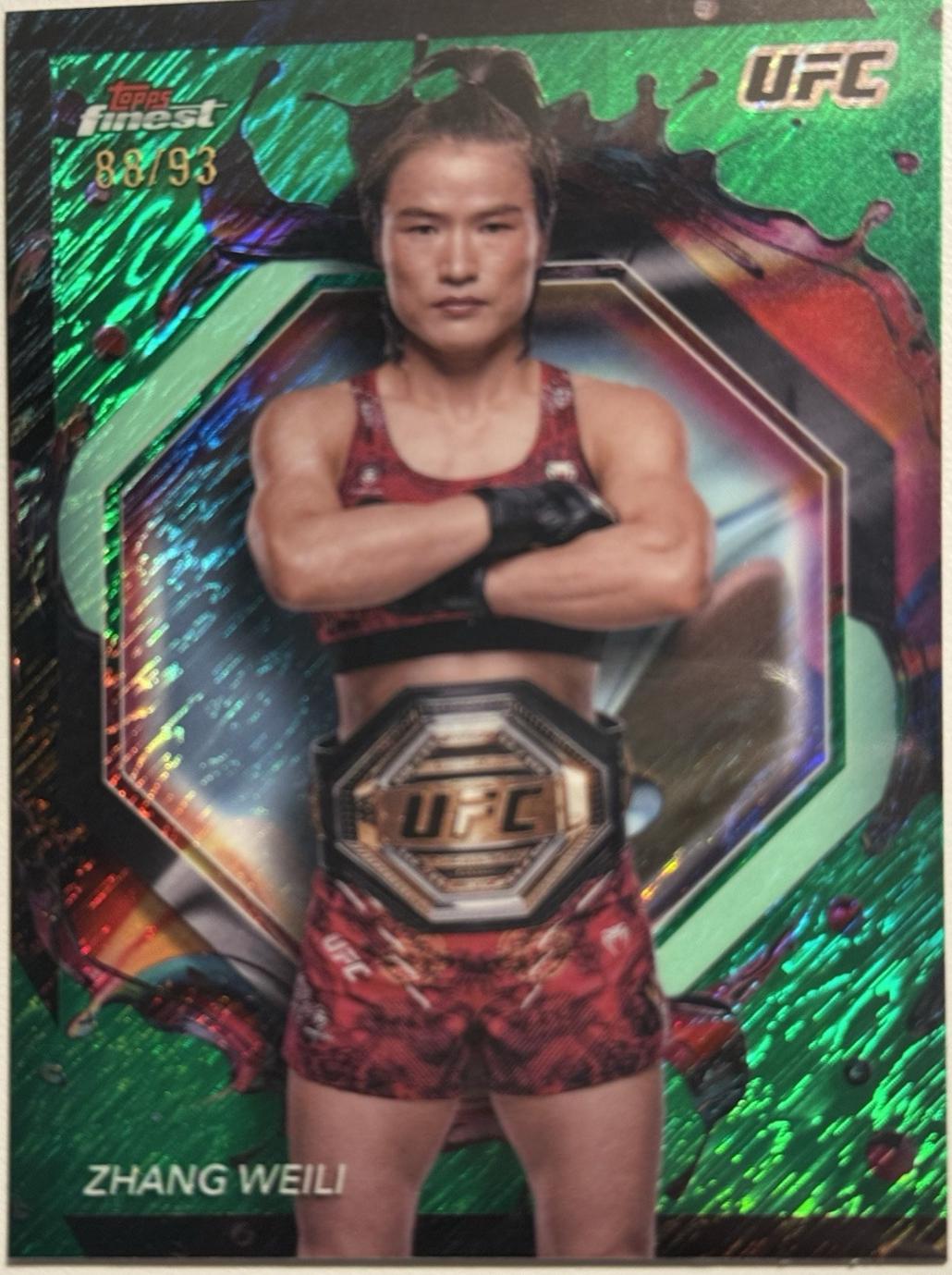 Zhang Weili 2024 Topps Finest UFC Base Rare #296 Green Shimmer Refractor