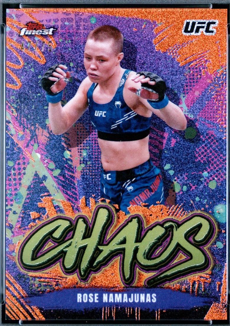 Rose Namajunas 2024 Topps Finest UFC Chaos #CHA-7 Tangerine Glitter Refractor