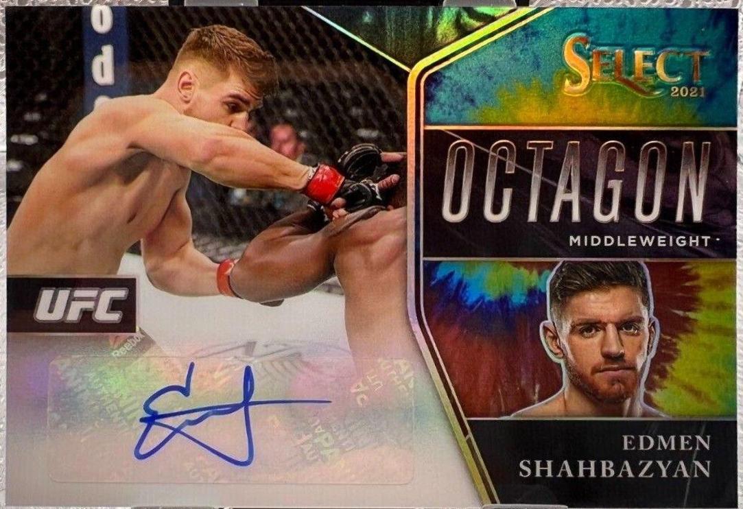 Edmen Shahbazyan 2021 Panini Select UFC Octagon Action Signatures #16 Tie Dye Prizms