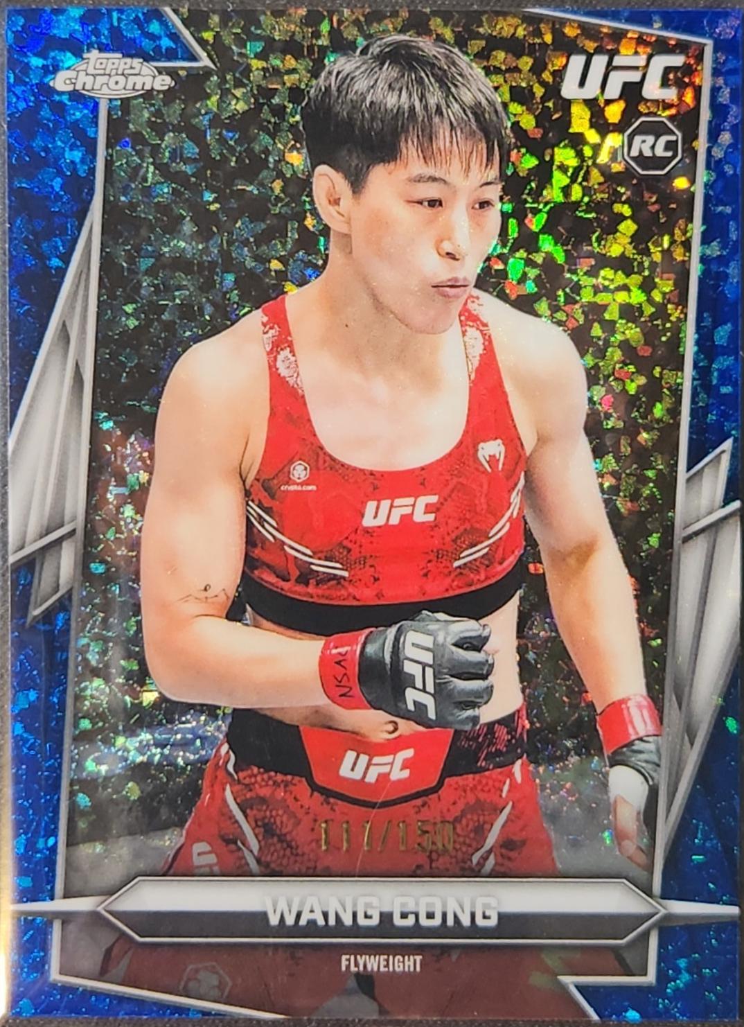 Wang Cong 2026 Topps Chrome UFC Base #13 Blue Mini Diamonds Refractor