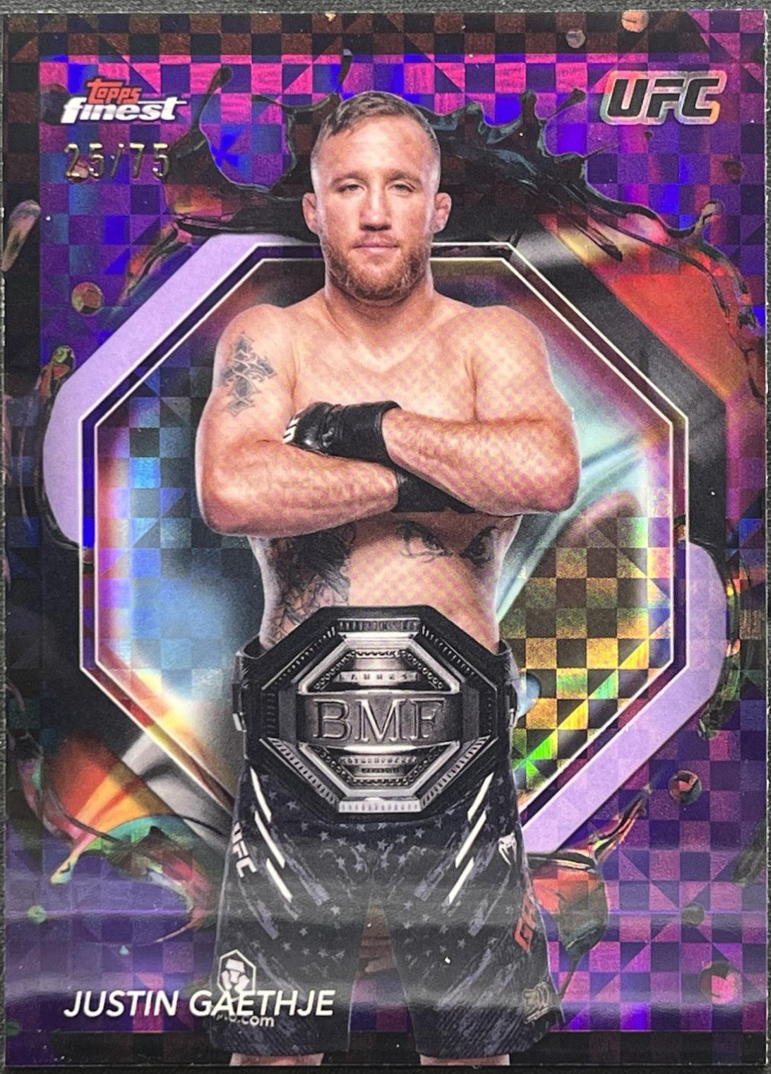 Justin Gaethje 2024 Topps Finest UFC Base Rare #264 Purple Checkerboard Refractor