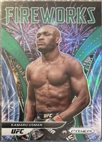 Kamaru Usman 2021 Panini Prizm UFC Fireworks #24 Green Pulsar