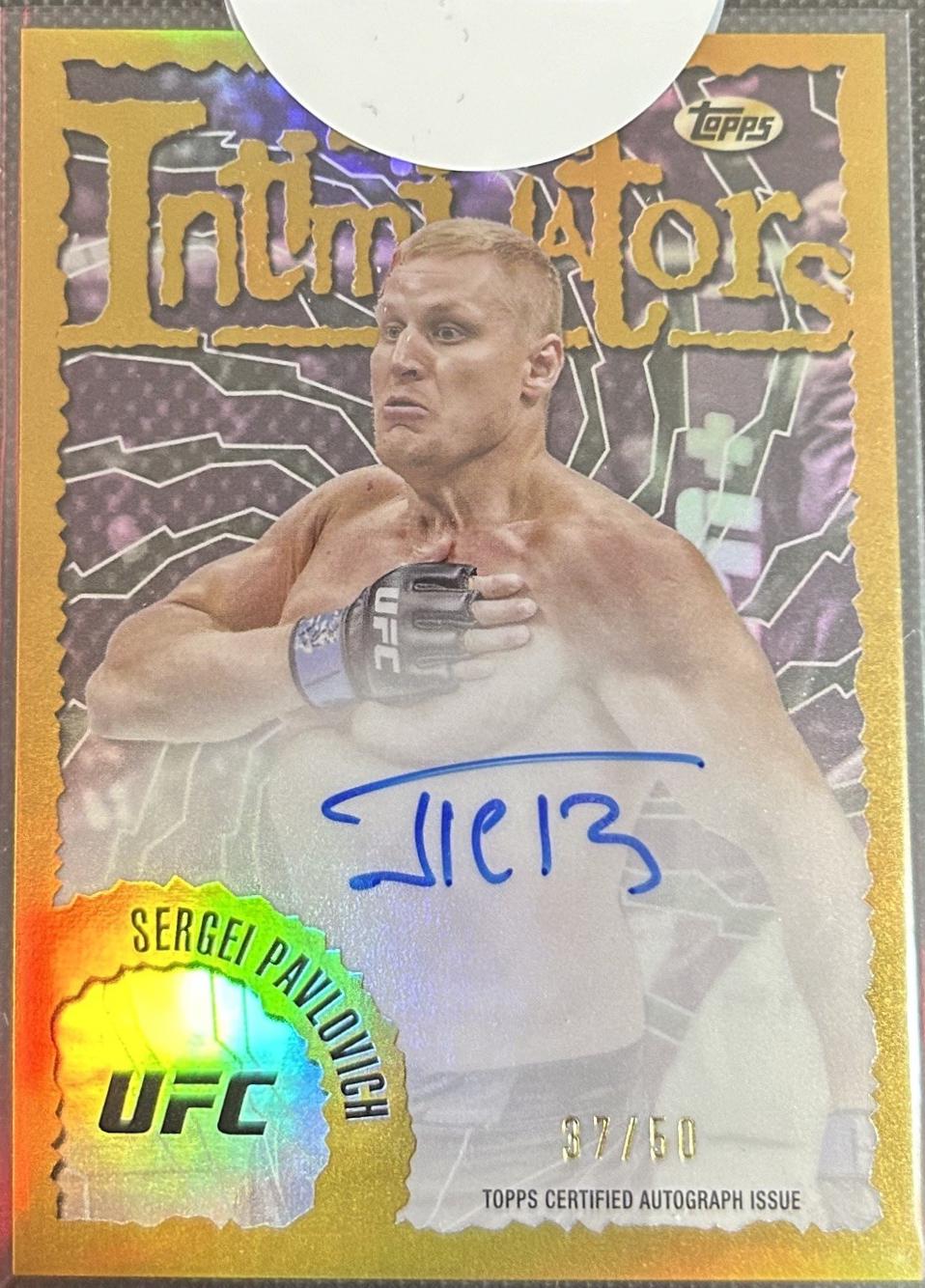 Sergei Pavlovich 2024 Topps Finest UFC Intimidators Autographs #IA-SPH Gold Refractor